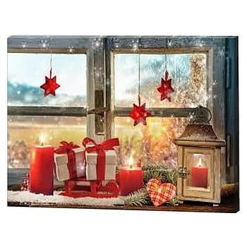 Quadro natalizio a finestra con 3 led, 60x40 cm (kit da 3)