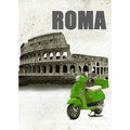 Quadro lucido "roma" coloss vespa verde, 50x70 cm