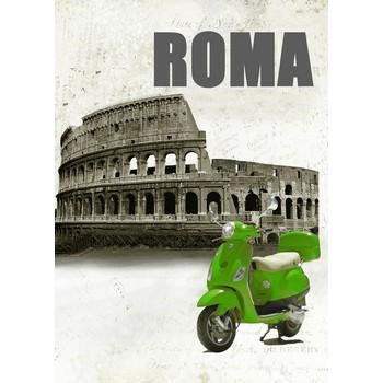 Quadro lucido "roma" coloss vespa verde, 50x70 cm