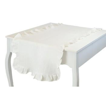 Runner da tavola bianco con volant Romantic Linen