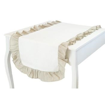 Runner da tavolo con volant, collezione Romantic Linen