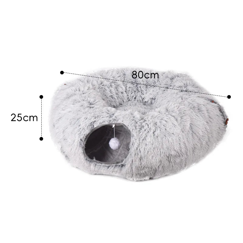 Cuccia a Tunnel Pieghevole in Peluche per Gatti