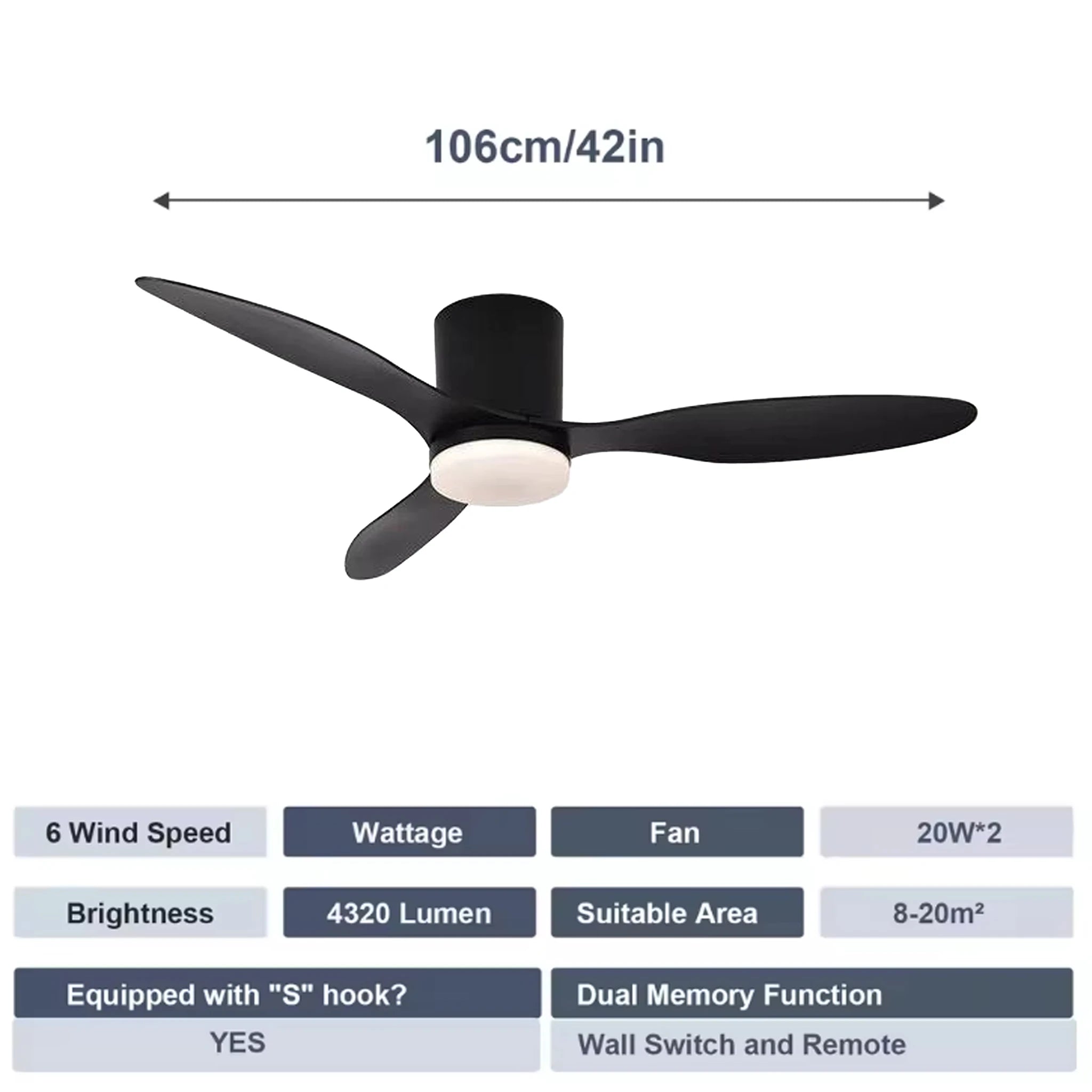 Ventilatore da soffitto moderno a basso profilo con motore DC, ventilatore da soffitto a incasso per interni – foto 10
