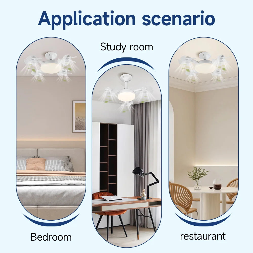 Ventilatore da soffitto NUOVO 2026 con luce E27, lampada da soffitto con telecomando 110V 220V, 3 colori – foto 6