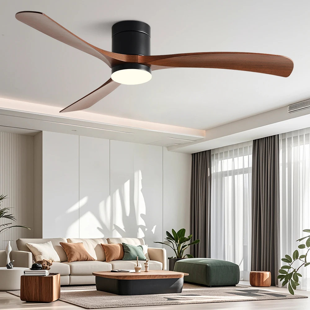 Ventilatore da Soffitto a Basso Profilo 38/56 Pollici con 3 Pale, Motore DC, Telecomando e Luci LED per