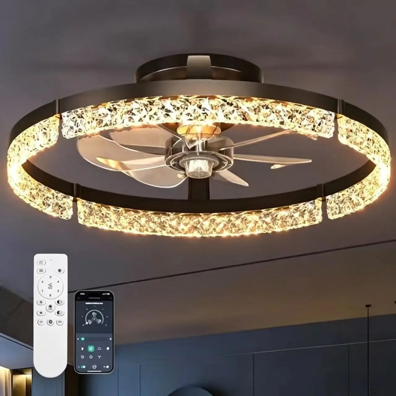 Ventilatore da soffitto basso profilo 20 pollici con luce LED – dettaglio 7