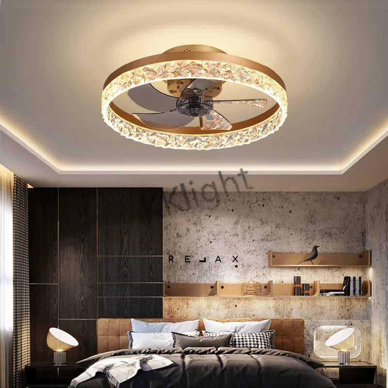 Ventilatore da soffitto moderno con telecomando regolabile velocità del vento LED dimmerabile decorazione in – foto 5