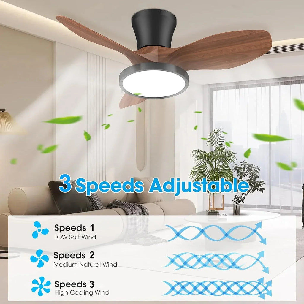 Ventilatore da soffitto con telecomando Illuminazione da soffitto Piccolo a tre foglie per camera da letto – foto 2