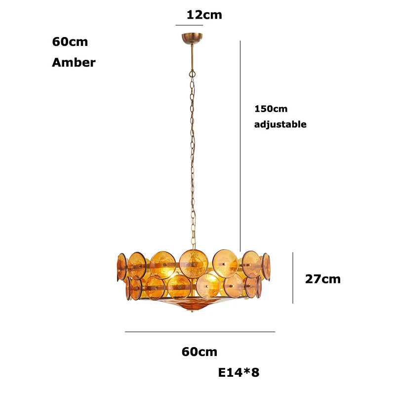 Lampadario in vetro artistico E14, 60 cm, 3 colori – dettaglio 7