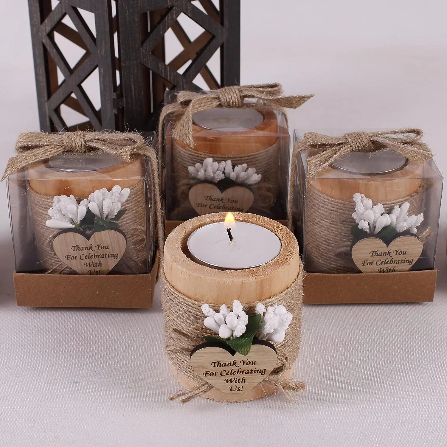 Portacandele tealight in legno, set da 6, 12 o 24 pezzi – dettaglio 3