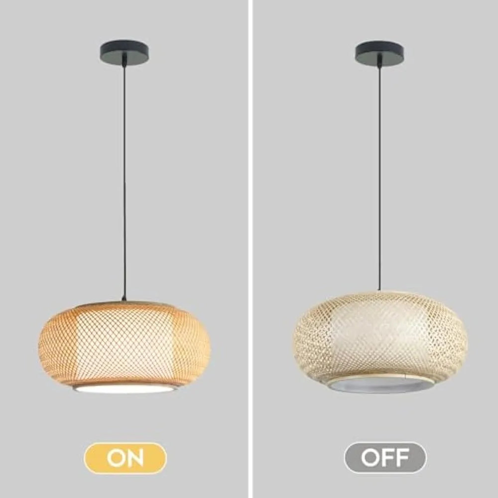 Lampadario in bambù intrecciato con attacco E27, da 40 a 80 cm – dettaglio 3