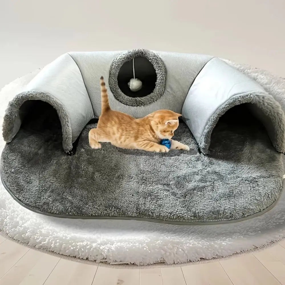 Cuccia a Tunnel Lavabile e Antiscivolo per Gatti