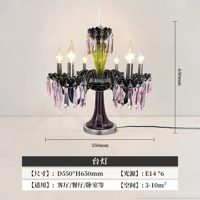 Lampadario in cristallo colorato a candela, 6 o 8 luci – dettaglio 9