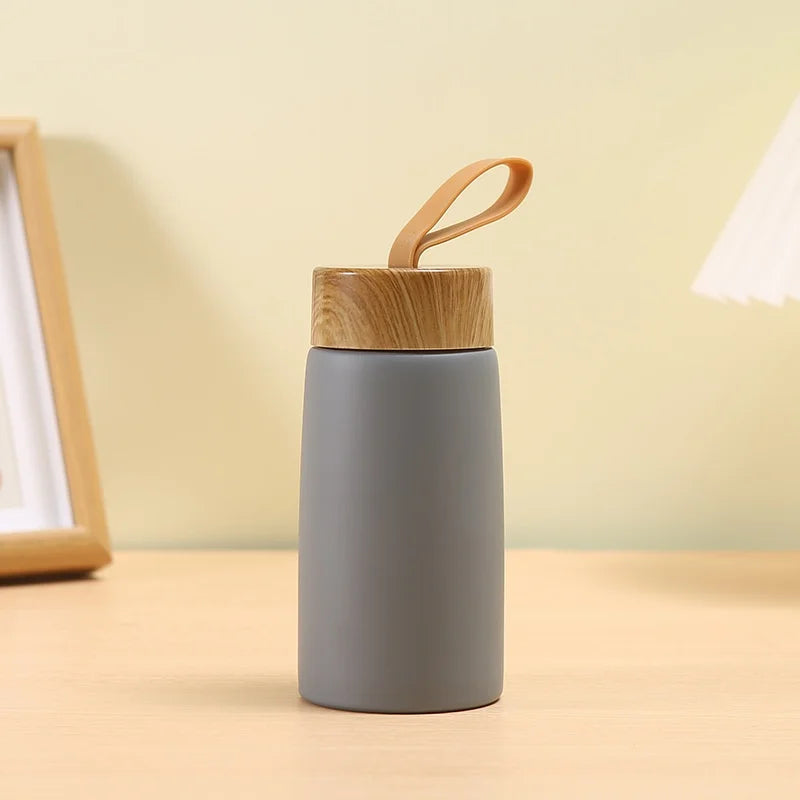 Borraccia termica in acciaio da 280 ml, effetto legno – dettaglio 4