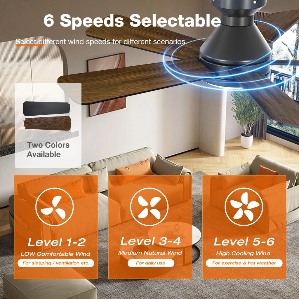 Ventilatore da soffitto moderno con luce LED e telecomando – dettaglio 1
