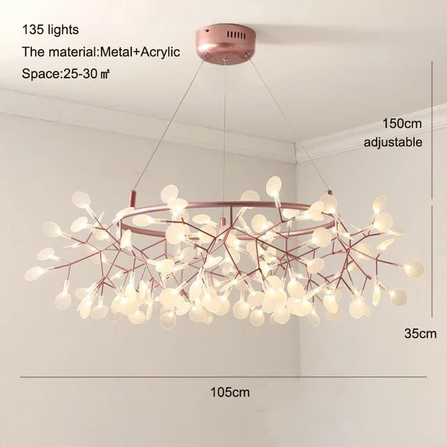 Lampadario a rami stile firefly, da 50 a 100 cm, 4 finiture – dettaglio 7