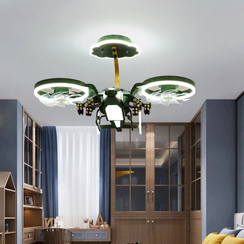 Ventilatore da soffitto a forma di aereo con luce per cameretta – dettaglio 3