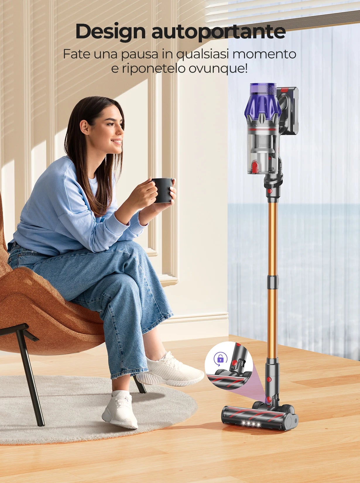 Aspirapolvere senza fili portatile, 500 W, batteria estraibile – dettaglio 3