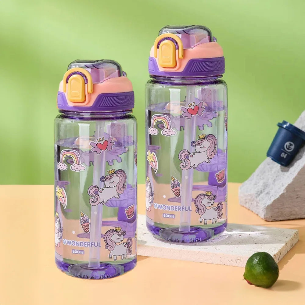 Borraccia per Bambini con Cannuccia e Blocco, 600 ml – foto 14