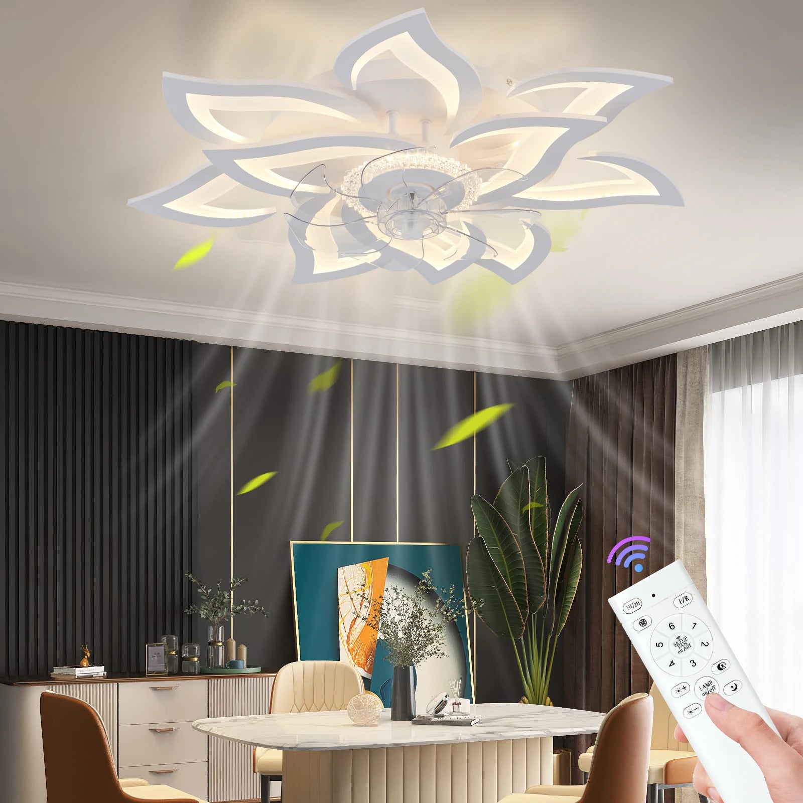 Ventilatore da soffitto di nuovo stile luce moderna del ventilatore a LED 92W ventilatore da soffitto con – foto 2