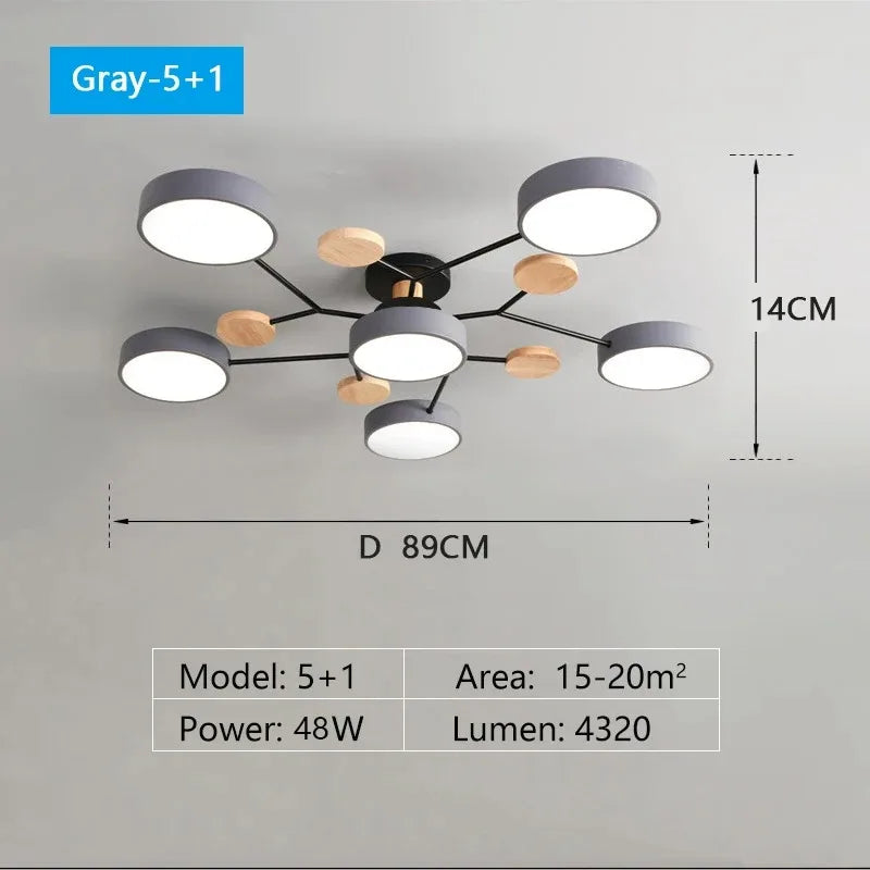 Lampadario LED a 5 o 6 luci con tre temperature di colore – dettaglio 8