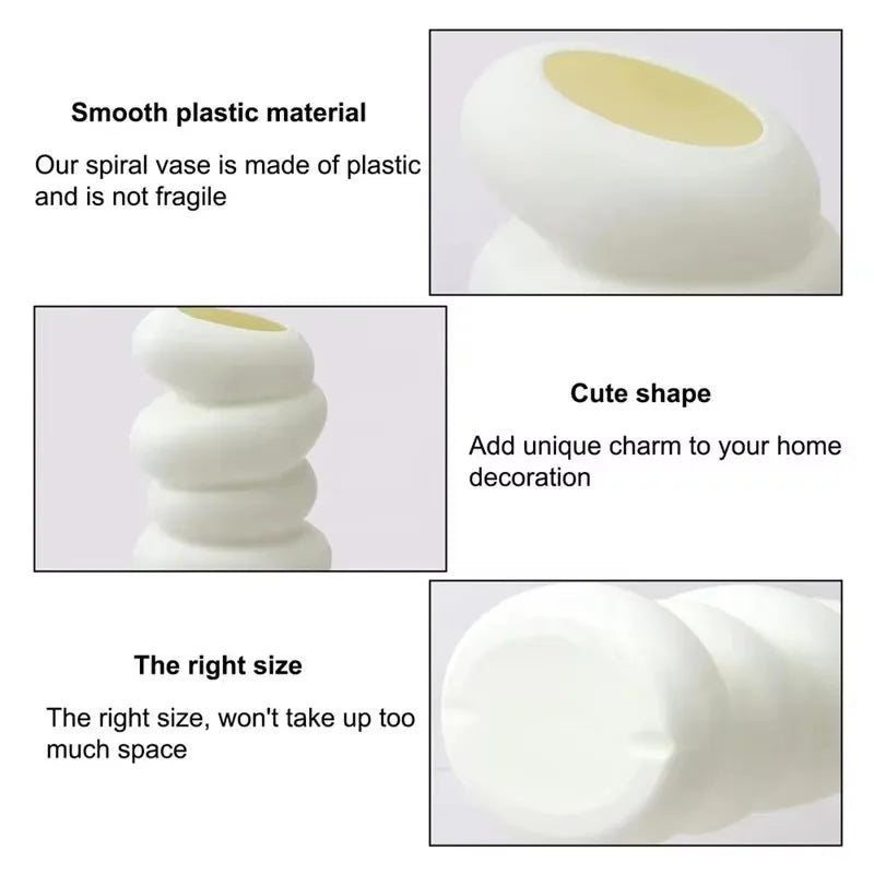 Vaso decorativo a spirale bianco, stile nordico – dettaglio 5