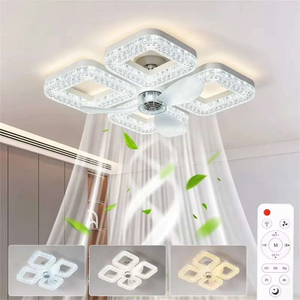 Ventilatore da Soffitto LED E27 con Telecomando per Regolazione Luminosità, Adatto per Soggiorno, Studio, Uso – foto 5