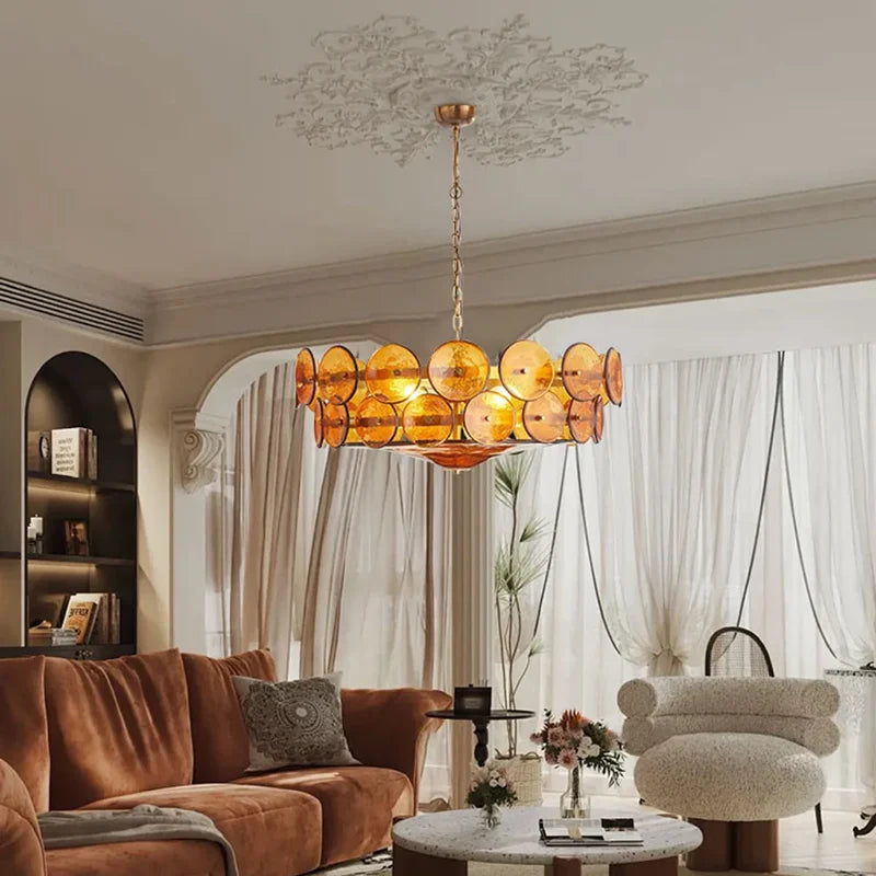 Lampadario in vetro artistico E14, 60 cm, 3 colori – dettaglio 2