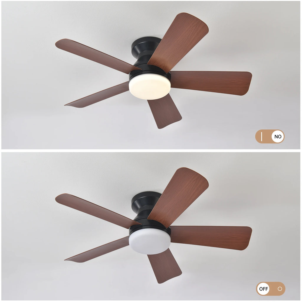 Ventilatore da soffitto moderno con luce, adatto per interni ed esterni, dimmerabile, a basso profilo, con – foto 5