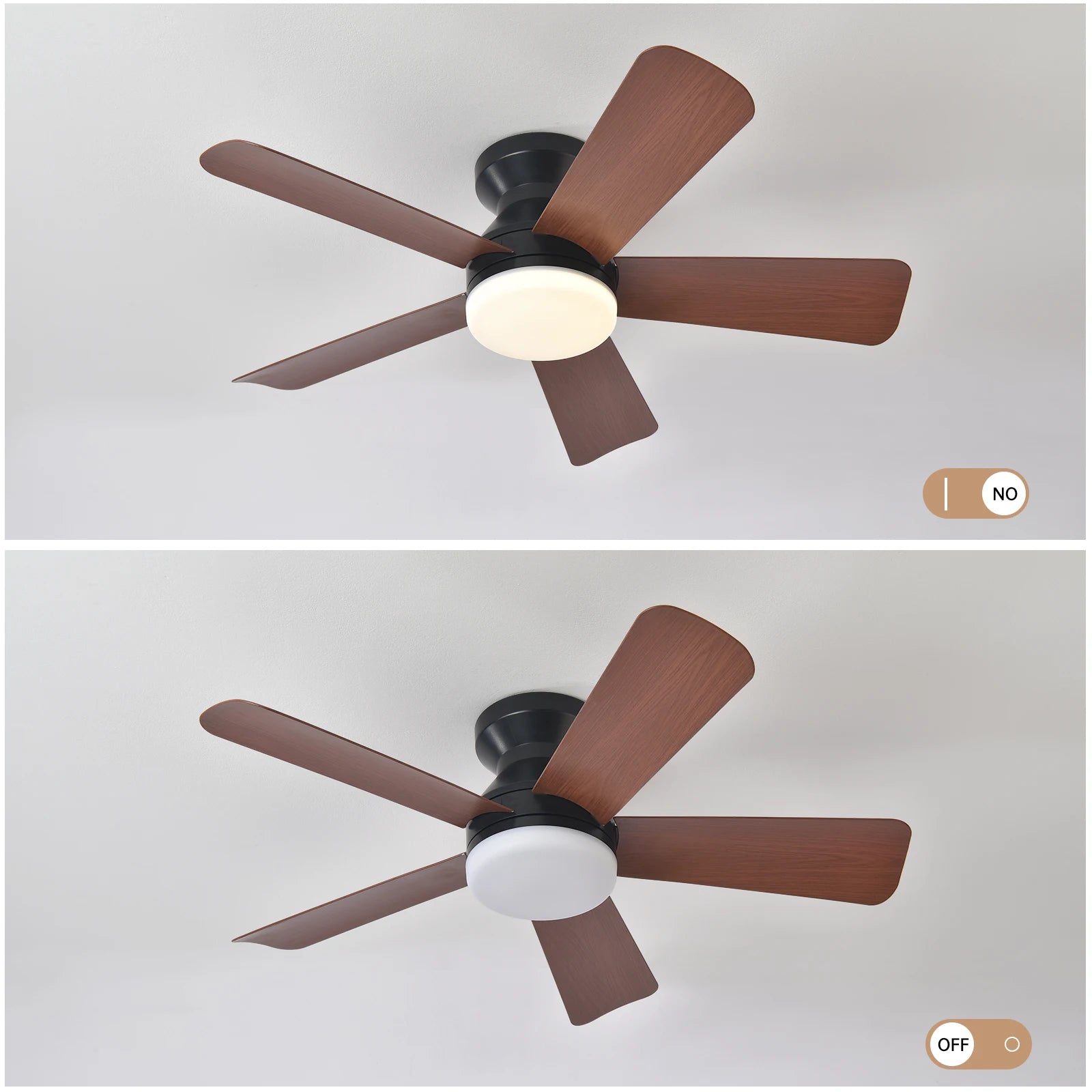 Ventilatore da soffitto moderno con luce, adatto per interni ed esterni, dimmerabile, a basso profilo, con – foto 5