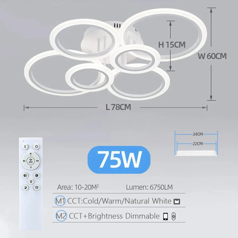 Lampadario LED ad anello a soffitto, 4 o 6 luci – dettaglio 7