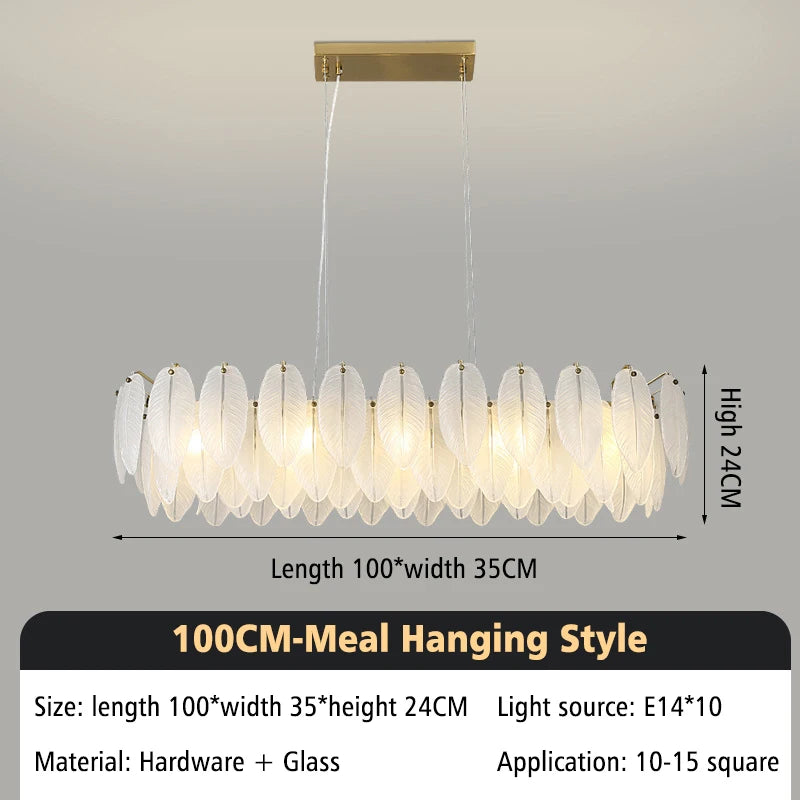 Lampada a sospensione in vetro con piume, 50 o 60 cm – dettaglio 6