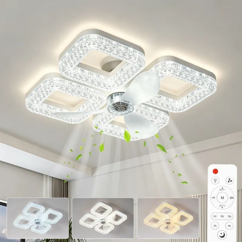 Ventilatore da soffitto con luce, 3 velocità e timer – foto 2