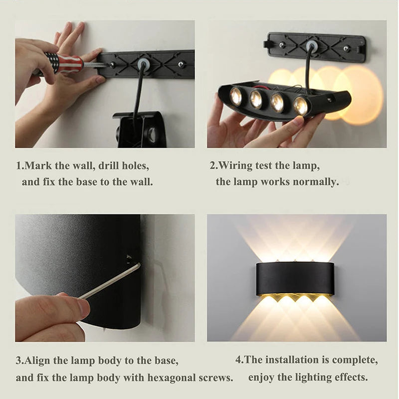 Applique LED da parete IP65 per interni ed esterni, 4-12W – dettaglio 3