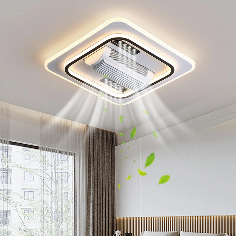 Ventilatore da soffitto a LED senza lama invisibile, telecomando, lampada da soffitto, decorazioni per la – foto 5