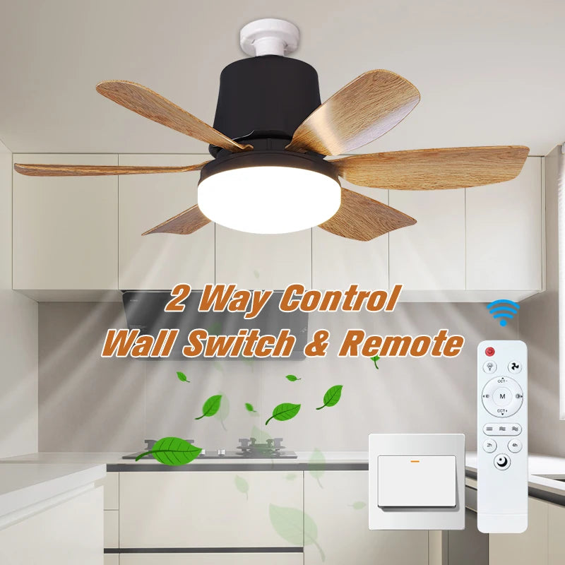 Ventilatore da soffitto a LED 30W E27 con telecomando per regolazione della luminosità e timer, per casa – foto 4