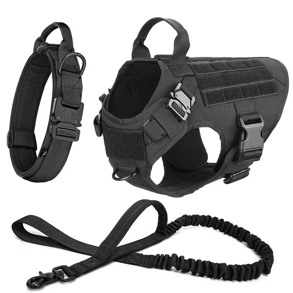 Set pettorina tattica e guinzaglio per cani, taglie S-XL – dettaglio 10