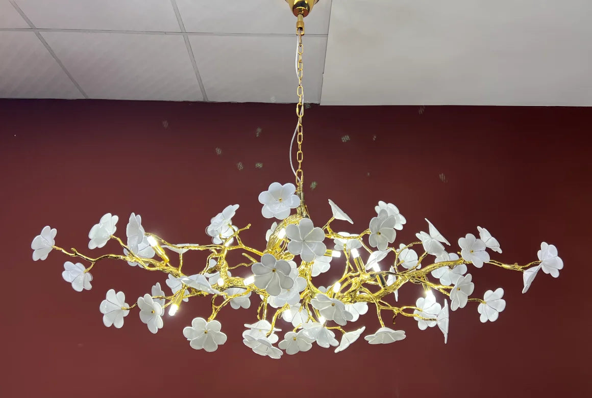 Lampadario a fiore 60 cm color argento, luce calda – dettaglio 7