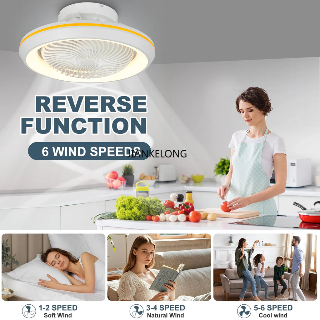 Ventilatore da soffitto rotante 360°, 49 cm, luce 3 colori – dettaglio 5