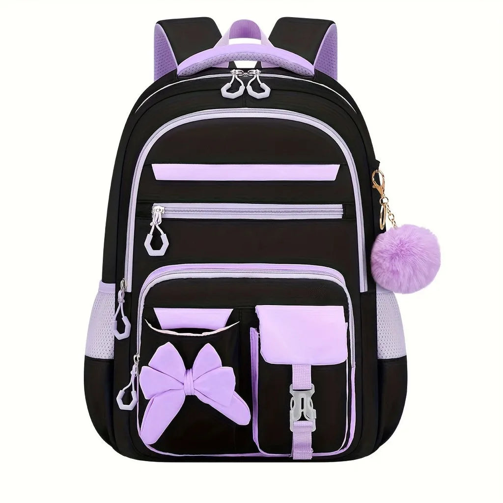 Zaino scolastico da bambina con fiocco e tasche multiple – foto 22