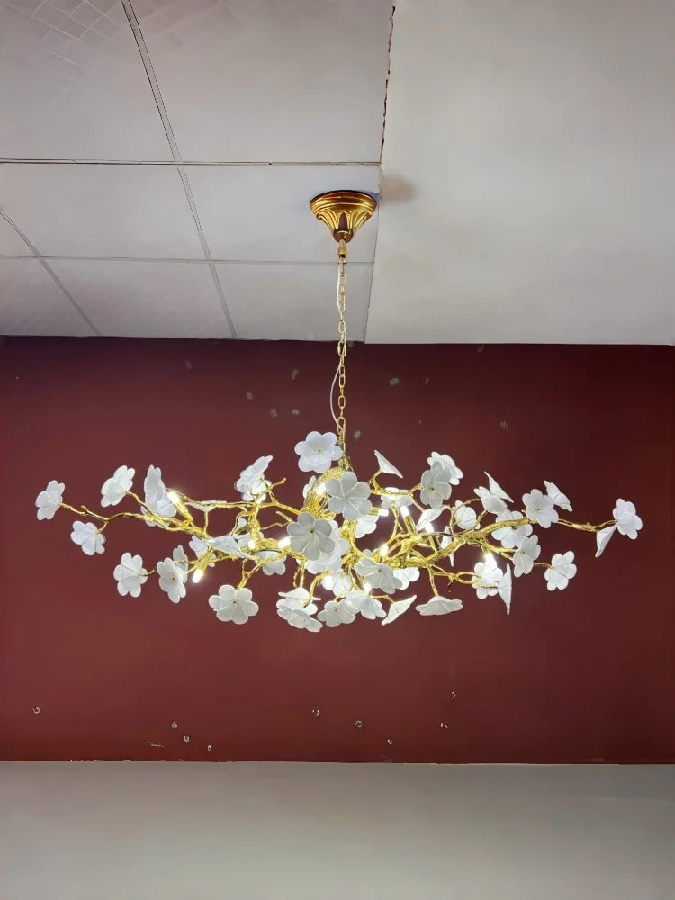 Lampadario a fiore 60 cm color argento, luce calda – dettaglio 2
