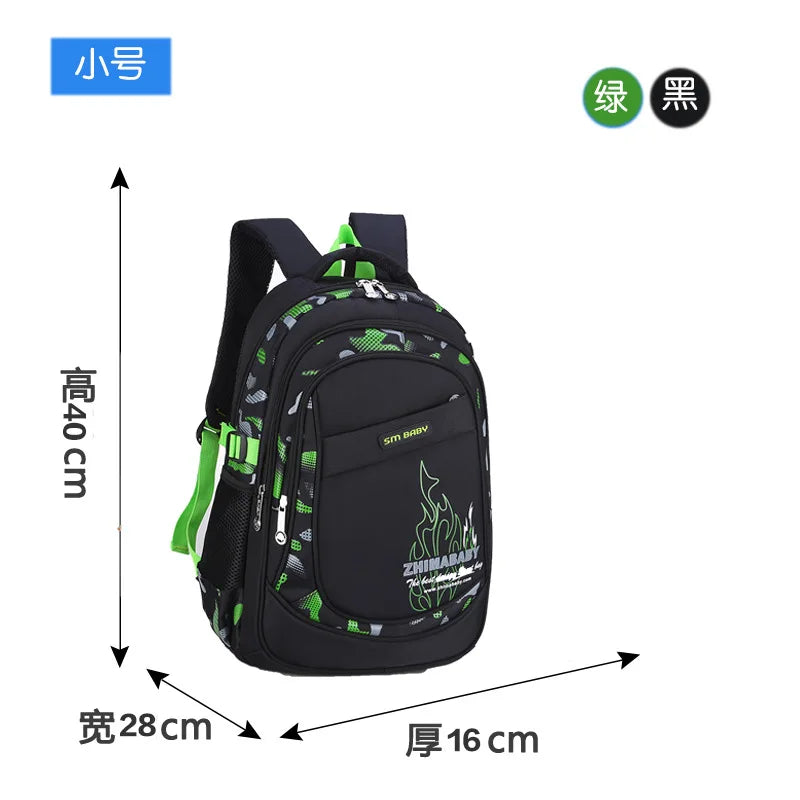 Zaino scolastico in nylon, misura grande o piccola, blu o verde – dettaglio 6