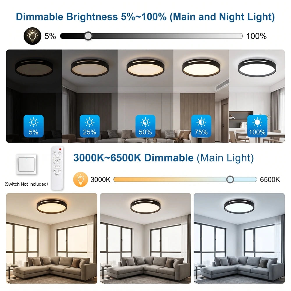 Lampada da soffitto moderna con telecomando, luce da soffitto per l'arredamento della casa, per soggiorno – foto 4