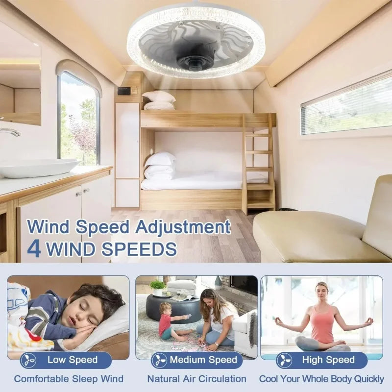 Ventilatore a Soffitto LED E27 con Telecomando, Dimmerabile, 4 Velocità, Silenzioso, Potente, per Soggiorno – foto 6