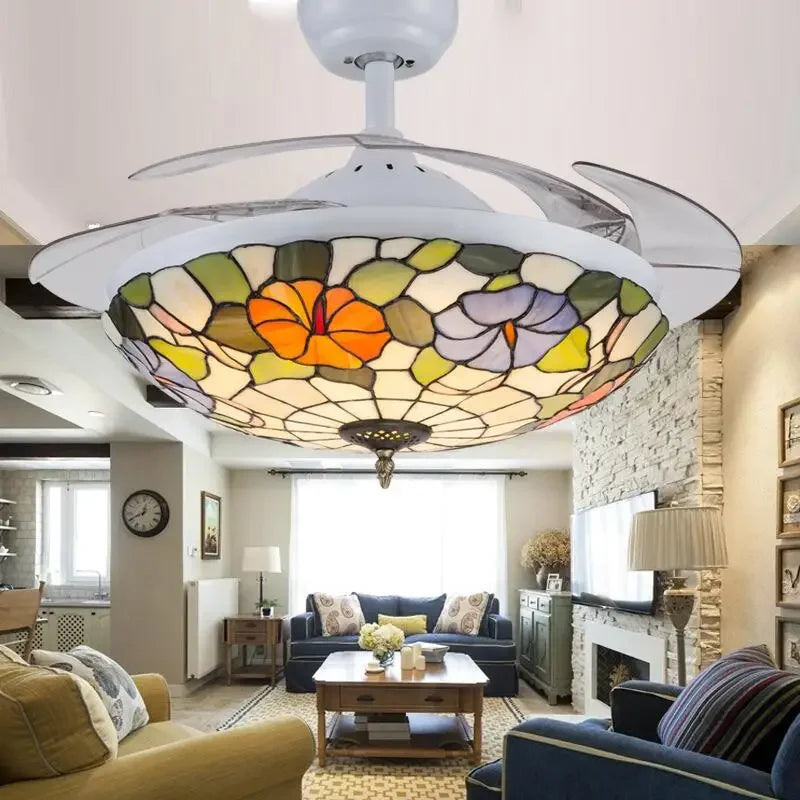 Ventilatore da soffitto invisibile 42 pollici con lampada Tiffany