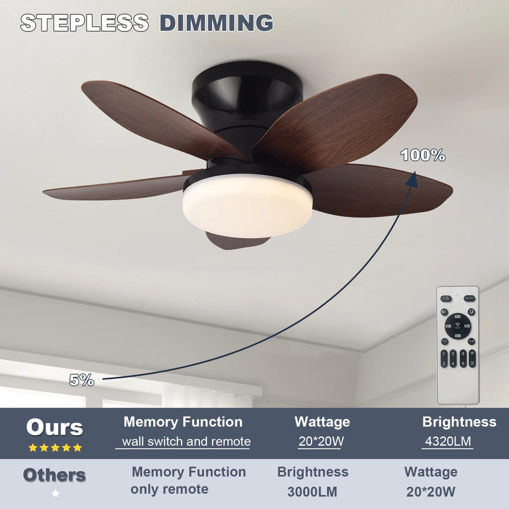 Ventilatore da soffitto 25 pollici con luce e motore DC