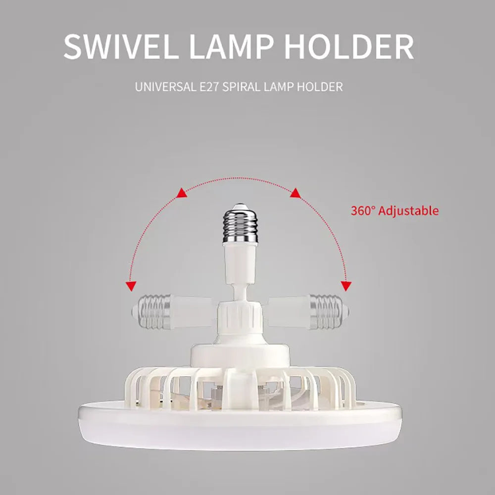 Ventilatore da soffitto girevole 3 in1 con telecomando lampada di illuminazione E27 Base di illuminazione – foto 5