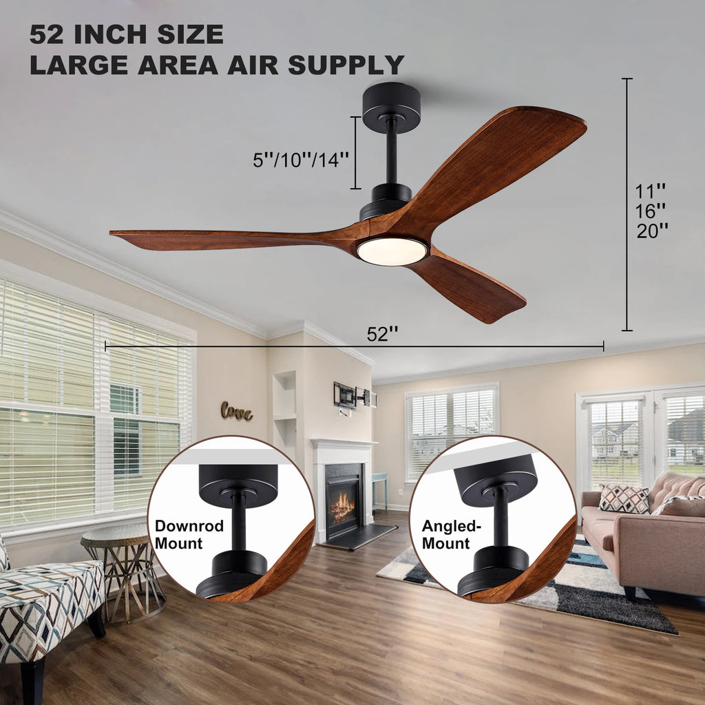 42 52 Ventilatore da soffitto in legno da 60 pollici con luci Telecomando Silenzioso Motore DC Ventiladores – foto 4