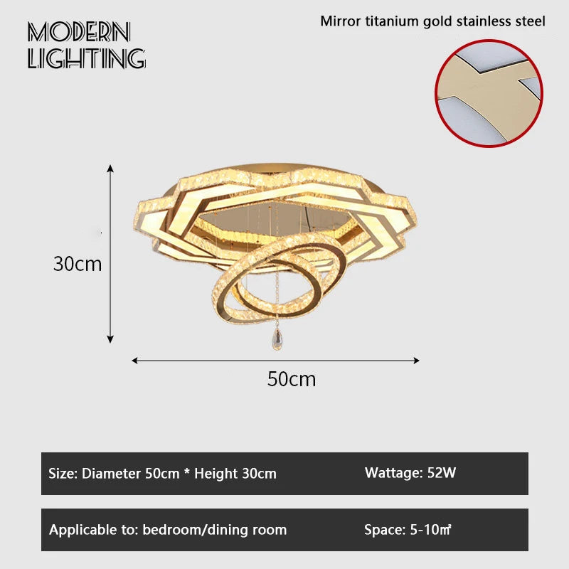 Lampadario a LED da Soffitto, Stile Nordico Minimalista di Lusso, Lampada a Sospensione in Cristallo per Soggiorno, Sala da Pranzo e Camera da Letto