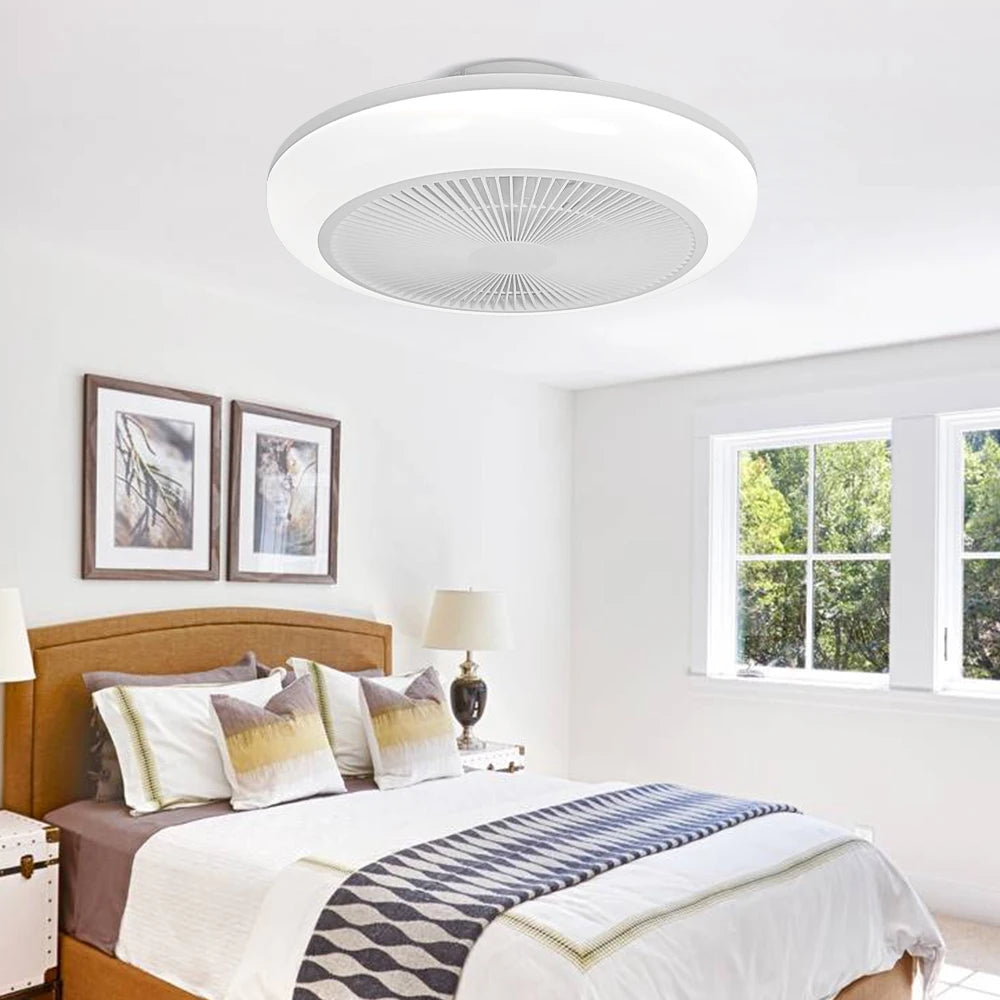 Ventilatore da soffitto a LED con luci, dimmerabile con telecomando, luci decorative per camera da letto e – foto 2
